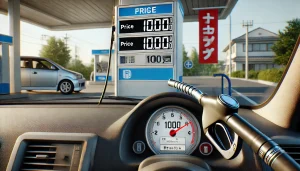DALL·E 2025 04 30 20.37.23 A realistic image showing a gas station with a fuel pump displaying a price of 1000 yen worth of gasoline. The fuel gauge on a car dashboard nearby sh DALL·E 2025 04 30 20.37.23 A realistic image showing a gas station with a fuel pump displaying a price of 1000 yen worth of gasoline. The fuel gauge on a car dashboard nearby sh