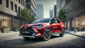 DALL·E 2025 05 11 15.28.20 A 2025 Toyota Corolla Cross GR Sport SUV in a 16 9 aspect ratio image. The car is parked on a modern city street during daytime, showcasing its sporty DALL·E 2025 05 11 15.28.20 A 2025 Toyota Corolla Cross GR Sport SUV in a 16 9 aspect ratio image. The car is parked on a modern city street during daytime, showcasing its sporty