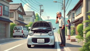 DALL·E 2025 05 14 20.43.48 A 16 9 illustration of a small Japanese kei car (like a Daihatsu Tanto) with its hood open on a quiet residential street. The car looks modern but is DALL·E 2025 05 14 20.43.48 A 16 9 illustration of a small Japanese kei car (like a Daihatsu Tanto) with its hood open on a quiet residential street. The car looks modern but is