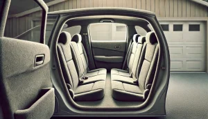 DALL·E 2025 05 23 10.33.20 A felt style illustration of the rear seats of a Toyota Yaris Cross, in a 16 9 format, with no logos or branding. The illustration shows a clean, logo
