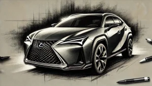 DALL·E 2025 05 24 16.07.43 A charcoal drawing of the next generation Lexus UX after a full model change, in 16 9 aspect ratio. The car is presented in a dramatic three quarter f DALL·E 2025 05 24 16.07.43 A charcoal drawing of the next generation Lexus UX after a full model change, in 16 9 aspect ratio. The car is presented in a dramatic three quarter f