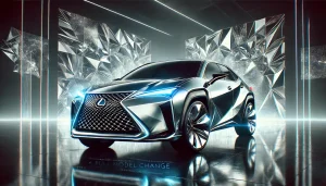 DALL·E 2025 05 24 16.11.22 A futuristic 16 9 concept image of the next generation Lexus UX after a full model change, designed using crystal inspired aesthetics. The car is show DALL·E 2025 05 24 16.11.22 A futuristic 16 9 concept image of the next generation Lexus UX after a full model change, designed using crystal inspired aesthetics. The car is show