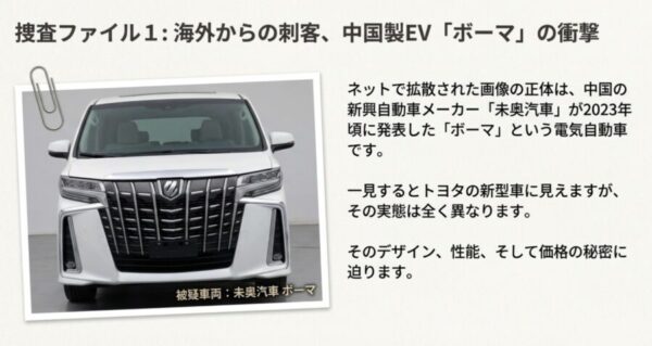 中国の未奥汽車が製造するEV「BOMA」のフロント正面写真。アルファードに酷似したデザイン。