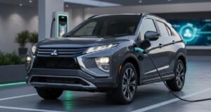 三菱エクリプス クロス PHEVの充電シーン。EV航続距離は実用30〜50km