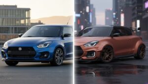 スイフトスポーツを現行型と次期型で比較するイメージ