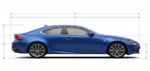 新型レクサスISの全長4,720mmのボディシルエット