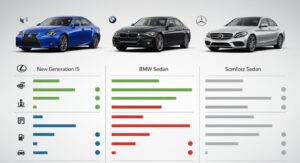 レクサスISと競合車種のスペック比較図表