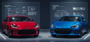 GR86とBRZが並ぶ姿。兄弟車関係を象徴