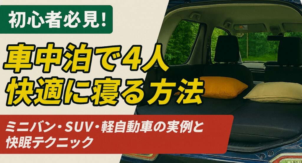 車中泊で4人快適に寝る方法｜ミニバン・SUV・軽自動車の実例と快眠テクニック