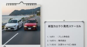 カローラフルモデルチェンジ2026の発売日と時期を示すスケジュール図