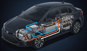 カローラ2026のハイブリッド＆電動化システムを解説する技術イラスト