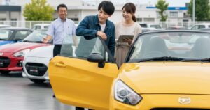 中古のコペン オートマを選ぶ様子