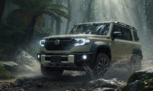 ダイハツ ラガーワイド 新型が悪路を走行するシーン。200mm以上の最低地上高を誇るSUV。