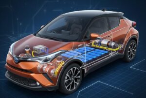 トヨタC-HR＋のパワートレイン構造図。e-TNGA採用の電動SUV技術を解説。