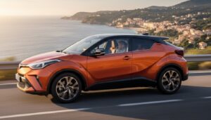 トヨタC-HR新型EVモデルが欧州の街を走行する様子。発売スケジュールを象徴。