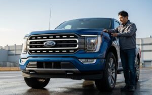 フォードF-150 2025年モデルの新デザインとLEDヘッドライトが際立つフロントビュー