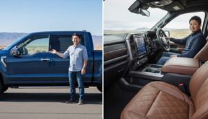 フォードF-150の外観デザインと高級感ある内装キャビンのイメージ