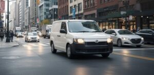 商用バンとして人気のプロボックスの街中走行シーン