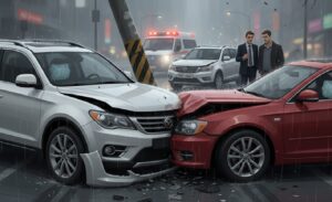 試乗中に事故を起こした車、交差点での追突事故イメージ