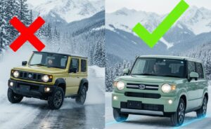 雪道運転で注意すべき点と対策を説明する図
