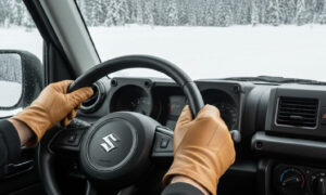 ジムニーで安全に雪道を走る運転操作例