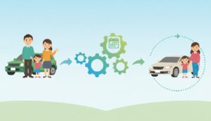 MOTAカーリースの契約満了後に車がもらえる仕組み図