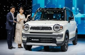 スズキ新型クロスビー2025の外観。四角いボディと厚みのあるSUVデザイン