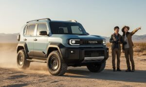 ランドクルーザーFJの外観。丸目ライトとスクエアボディで悪路対応のデザイ