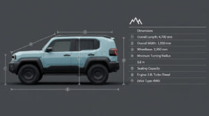 「ランドクルーザーFJの全長・全幅・全高・最小回転半径など主要スペック一覧