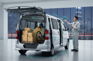 タウンエース新型の荷室寸法と積載性能を説明する図