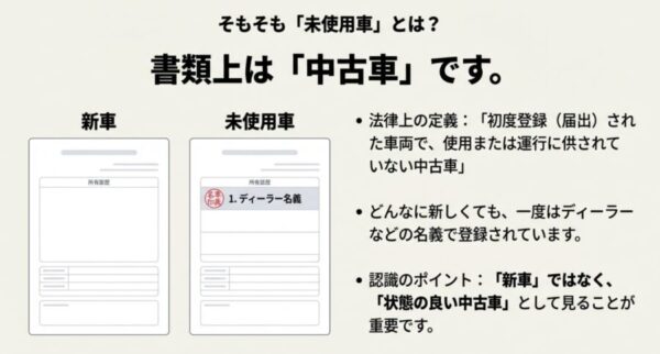 登録済未使用車と新車の違いや定義