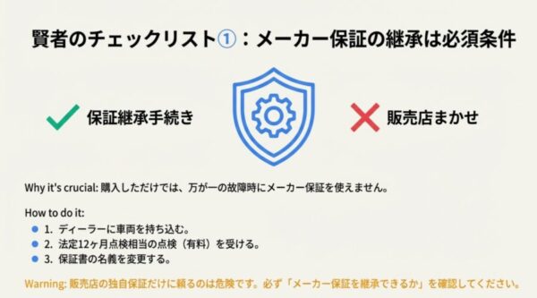 ディーラーでの点検と保証書名義変更によるメーカー保証継承の具体的な手順