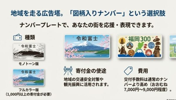 地域貢献につながる図柄入りナンバープレートの種類と費用