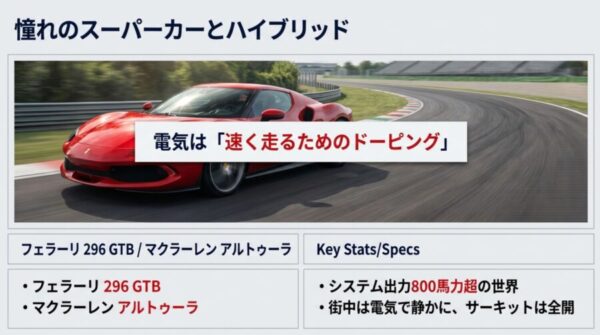 フェラーリやマクラーレンなどハイブリッドスーパーカーのスペック