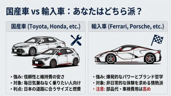 国産車と輸入車ハイブリッドの特徴と維持費の比較